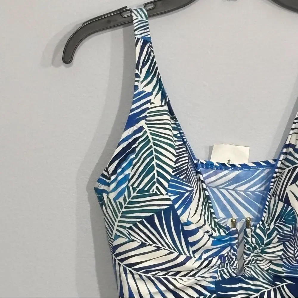 BLEU BY ROD BEATTIE Navy Shady Days Women’s Tankini Swim Top Bikini Swimsuit 14